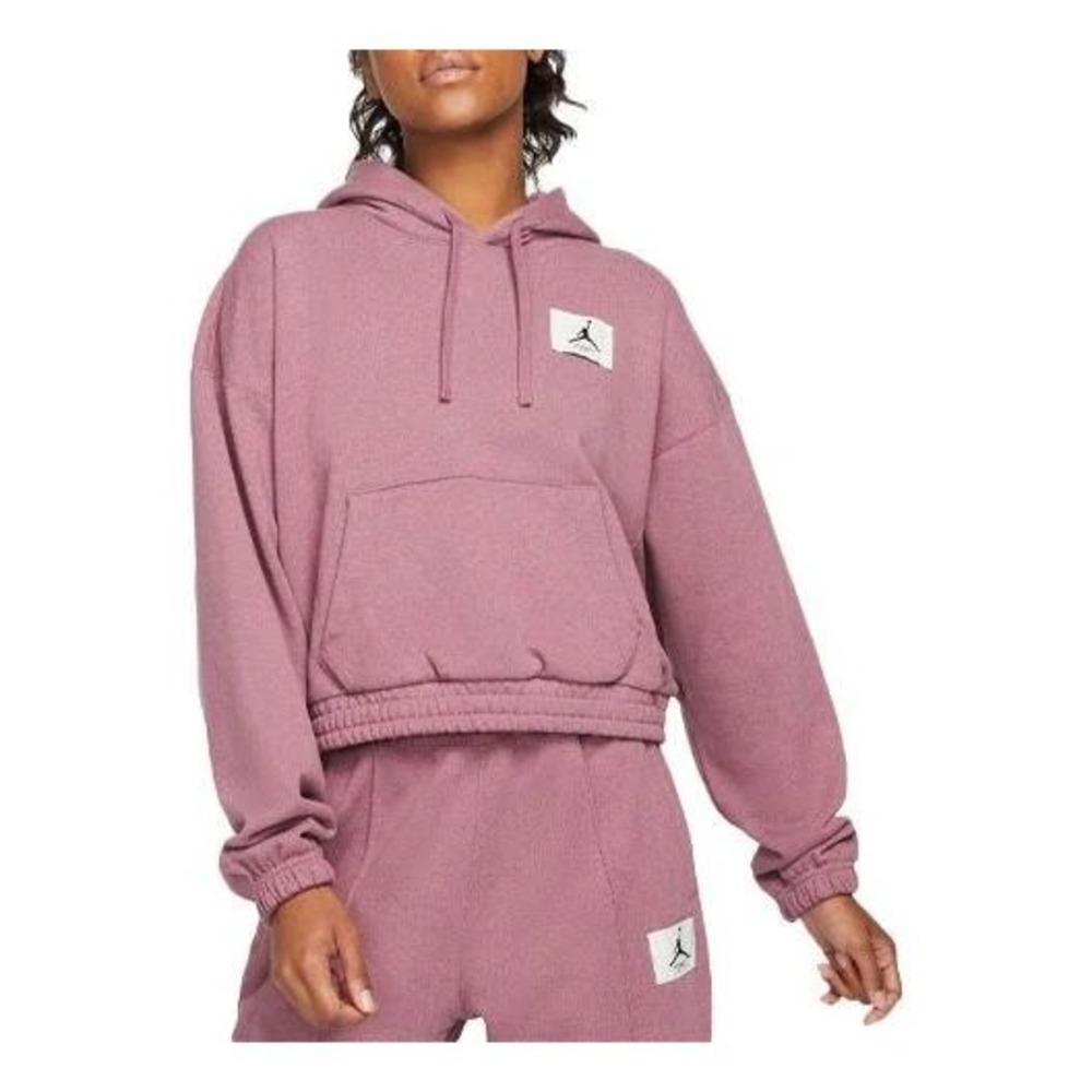 Jordan Flight Fleece Hoodie Womens XS Purple Mauve Cropped Loose Fit DD6998-533 - Picture 2 of 11